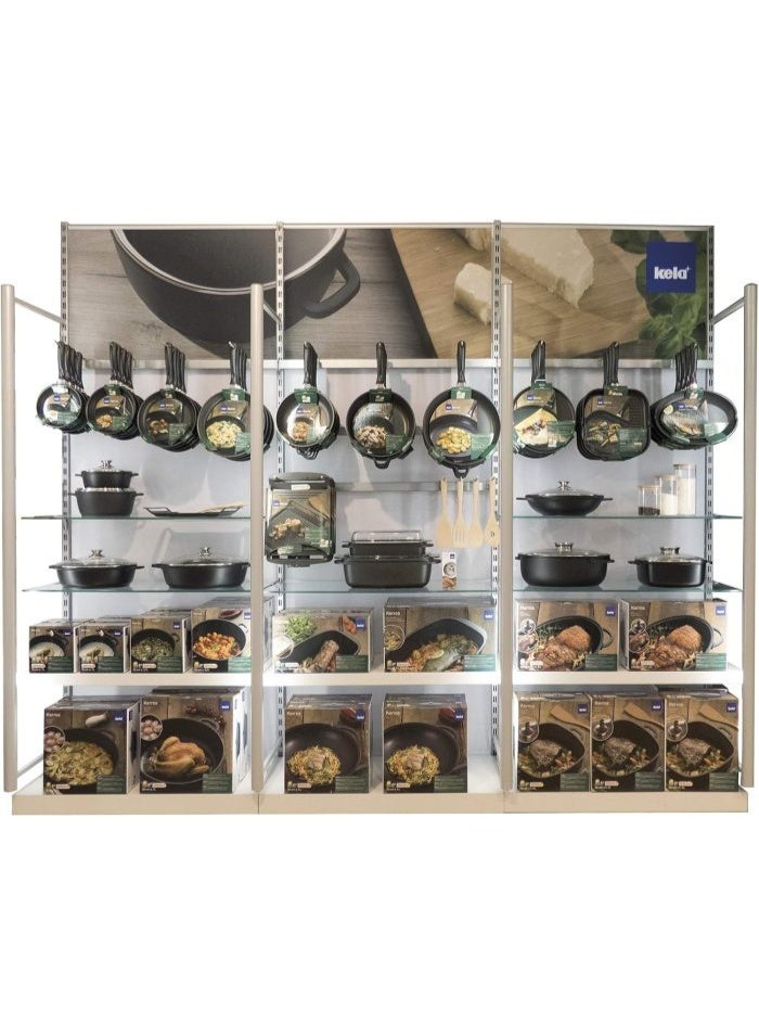 Kela 15156 Kerros Grill Pan 28x28 cm - Cast Aluminum with 6-Star Greblon C3+ Non-Stick Coating - Induction Compatible Square Griddle Pan for Steak & Vegetables - German Quality - Black - Image 4